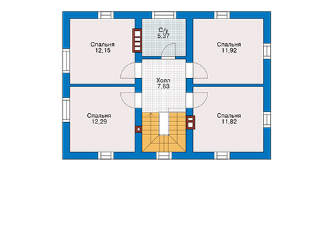 Планировка второго этажа :: Проект дома из кирпича 43-15
