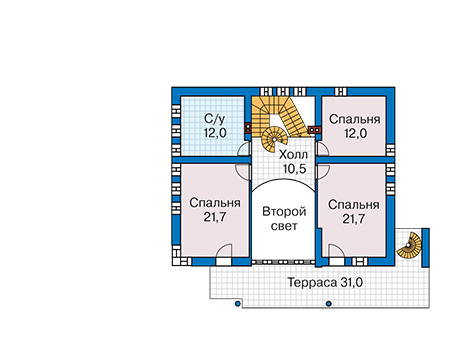 Планировка второго этажа :: Проект дома из кирпича 43-29