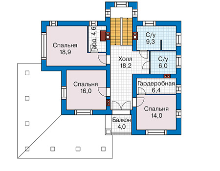 Планировка второго этажа :: Проект дома из кирпича 43-84