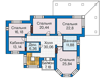 Планировка второго этажа :: Проект дома из кирпича 44-06