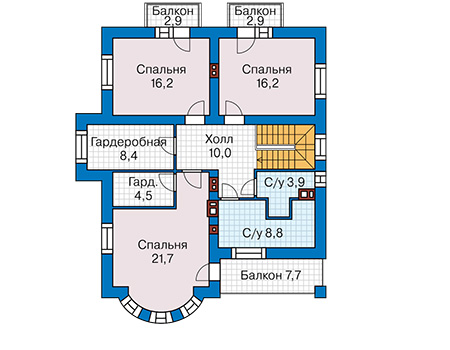 Планировка второго этажа :: Проект дома из кирпича 44-19