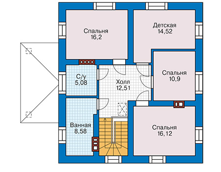 Планировка второго этажа :: Проект дома из кирпича 44-37