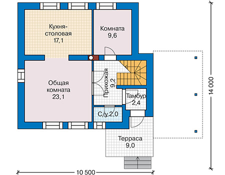 Планировка первого этажа :: Проект дома из кирпича 44-49