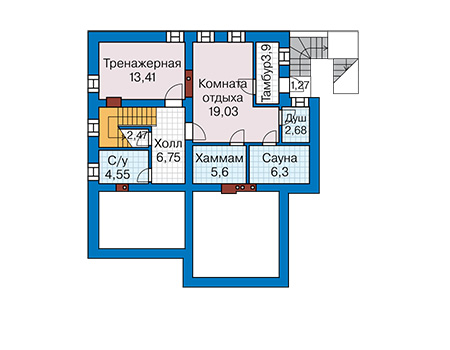 Планировка цокольного этажа :: Проект дома из кирпича 44-63