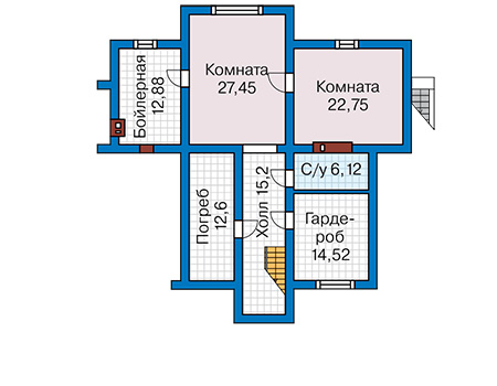 Планировка цокольного этажа :: Проект дома из кирпича 45-06