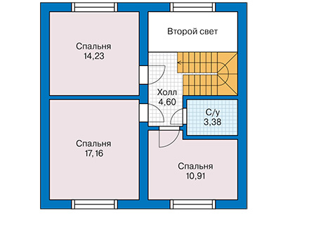 Планировка мансардного этажа :: Проект дома из кирпича 45-09