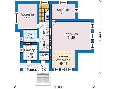 Планировка первого этажа :: Проект дома из кирпича 45-36