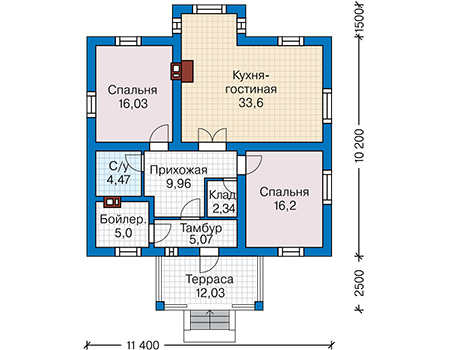 Планировка первого этажа :: Проект дома из кирпича 45-43