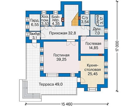 Планировка первого этажа :: Проект дома из кирпича 45-47