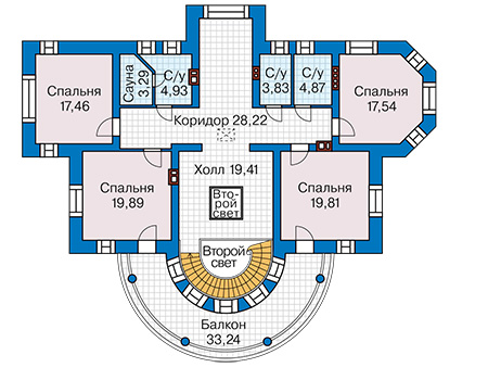 Планировка второго этажа :: Проект дома из кирпича 45-56