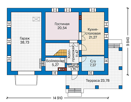 Планировка первого этажа :: Проект дома из кирпича 45-57