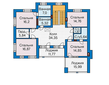 Планировка мансардного этажа :: Проект дома из кирпича 45-60