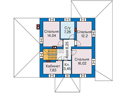Планировка второго этажа :: Проект дома из кирпича 45-87
