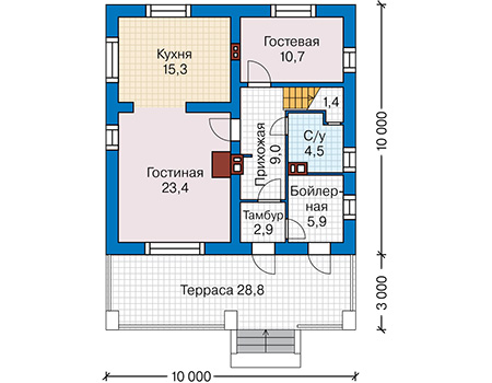 Планировка первого этажа :: Проект дома из кирпича 45-90