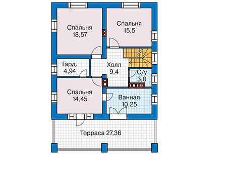 Планировка второго этажа :: Проект дома из кирпича 45-95