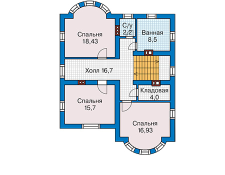 Планировка второго этажа :: Проект дома из кирпича 46-03