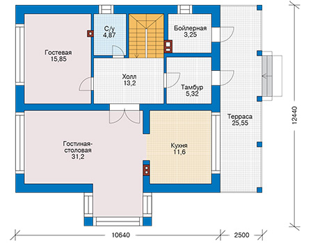 Планировка первого этажа :: Проект дома из кирпича 46-16