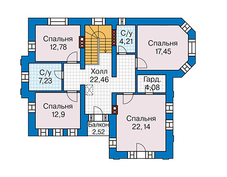 Планировка второго этажа :: Проект дома из кирпича 46-17