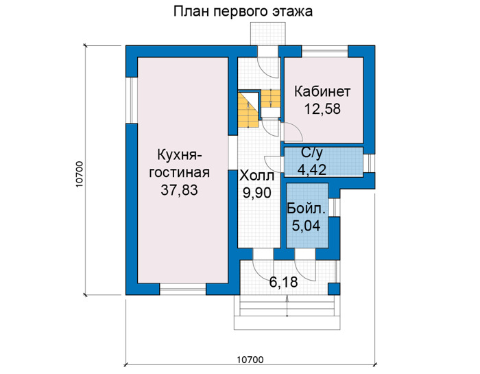 Планировка первого этажа :: Проект дома из кирпича 46-27