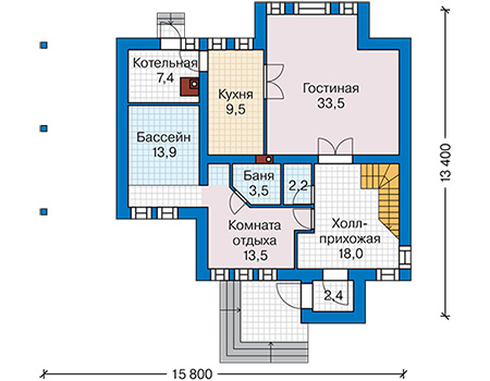 Планировка первого этажа :: Проект дома из кирпича 46-49