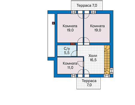 Планировка мансардного этажа :: Проект дома из кирпича 46-49