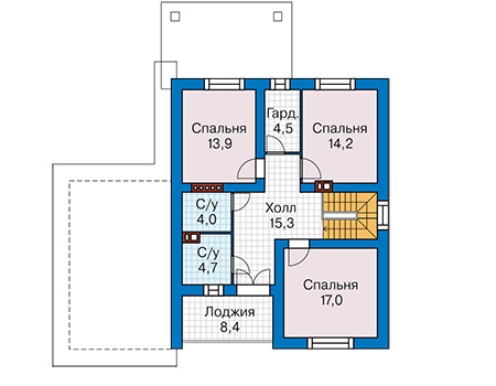 Планировка мансардного этажа :: Проект дома из кирпича 46-83