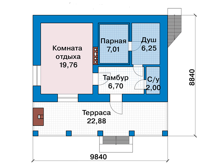 Планировка первого этажа :: Проект дома из кирпича 46-87