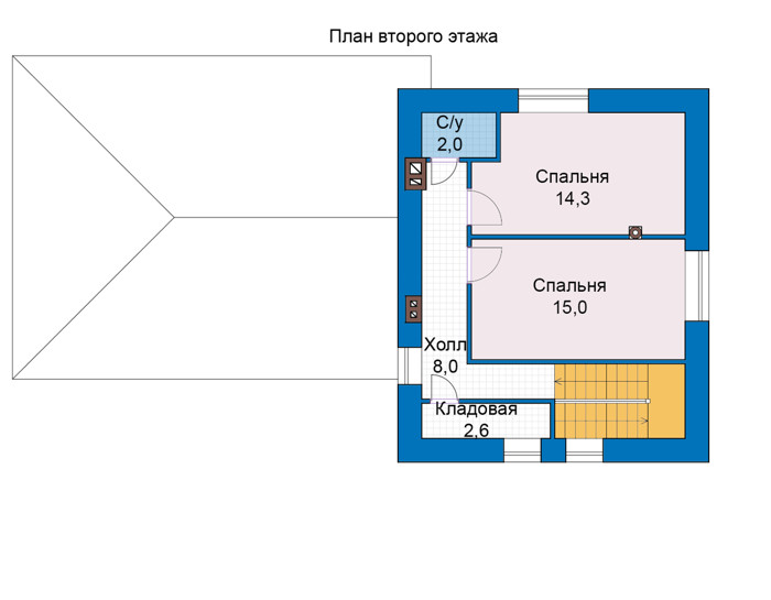 Планировка второго этажа :: Проект дома из кирпича 46-96