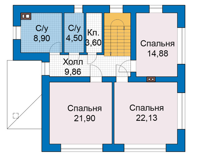 Планировка второго этажа :: Проект дома из кирпича 47-05