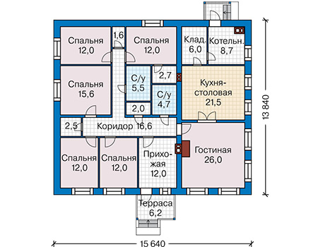 Планировка первого этажа :: Проект дома из кирпича 47-10