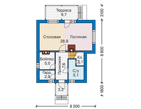 Планировка первого этажа :: Проект дома из кирпича 47-18