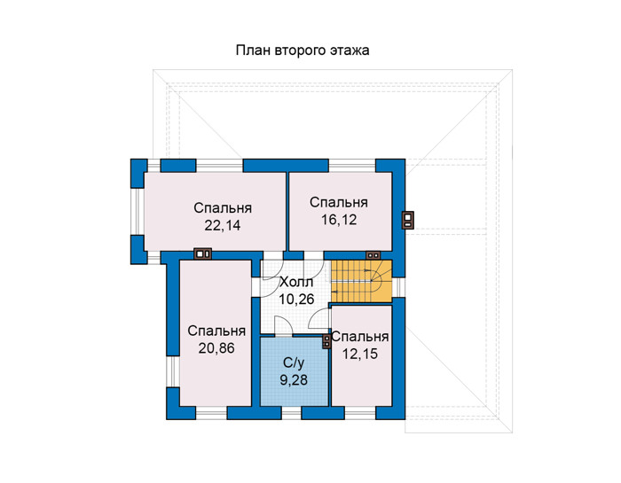 Планировка второго этажа :: Проект дома из кирпича 47-28