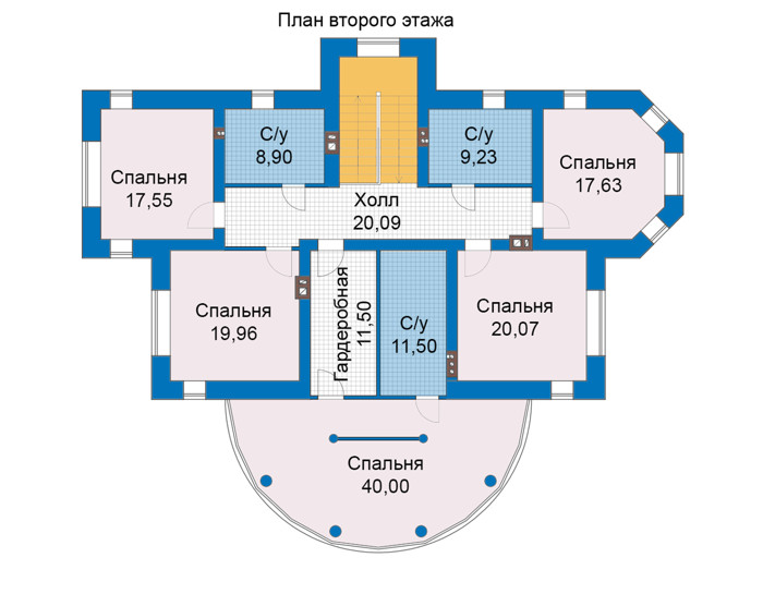 Планировка второго этажа :: Проект дома из кирпича 47-50