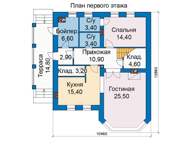 Планировка первого этажа :: Проект дома из кирпича 47-54