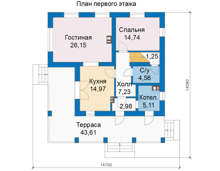 Планировка первого этажа :: Проект дома из кирпича 47-56