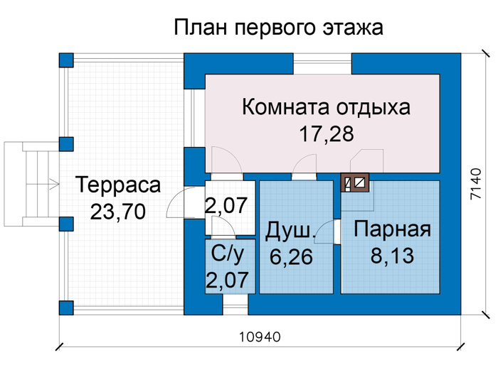 Планировка первого этажа :: Проект дома из кирпича 47-59