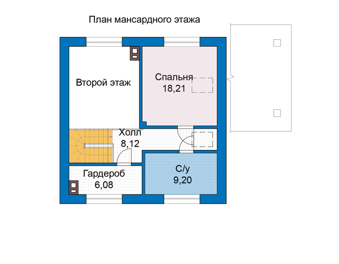 Планировка мансардного этажа :: Проект дома из кирпича 47-60