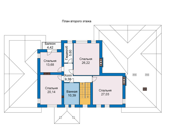 Планировка второго этажа :: Проект дома из кирпича 47-61