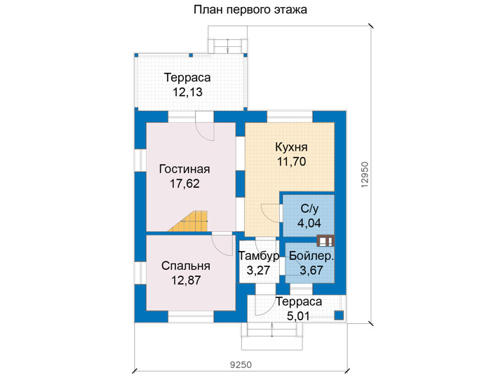 Планировка первого этажа :: Проект дома из кирпича 47-62