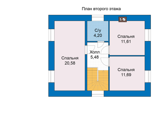 Планировка мансардного этажа :: Проект дома из кирпича 47-93