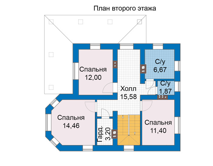 Планировка второго этажа :: Проект дома из кирпича 47-98