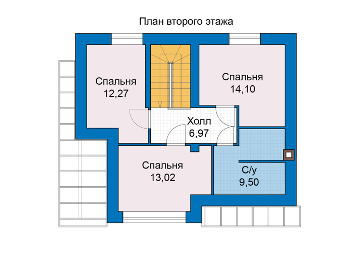 Планировка второго этажа :: Проект дома из кирпича 48-09