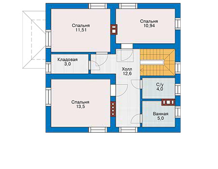 Планировка мансардного этажа :: Проект дома из кирпича 48-34