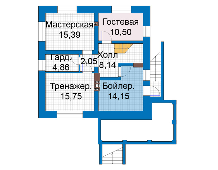 Планировка цокольного этажа :: Проект дома из кирпича 48-39