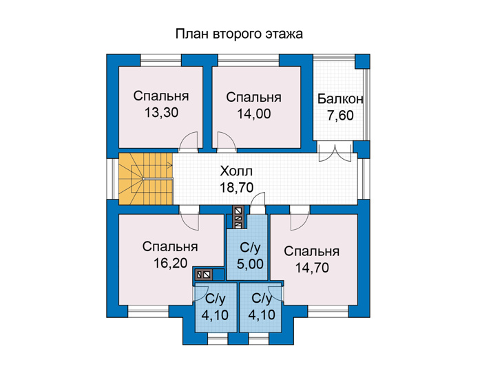 Планировка второго этажа :: Проект дома из кирпича 49-09