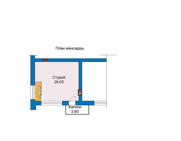 Планировка мансардного этажа :: Проект дома из кирпича 49-15