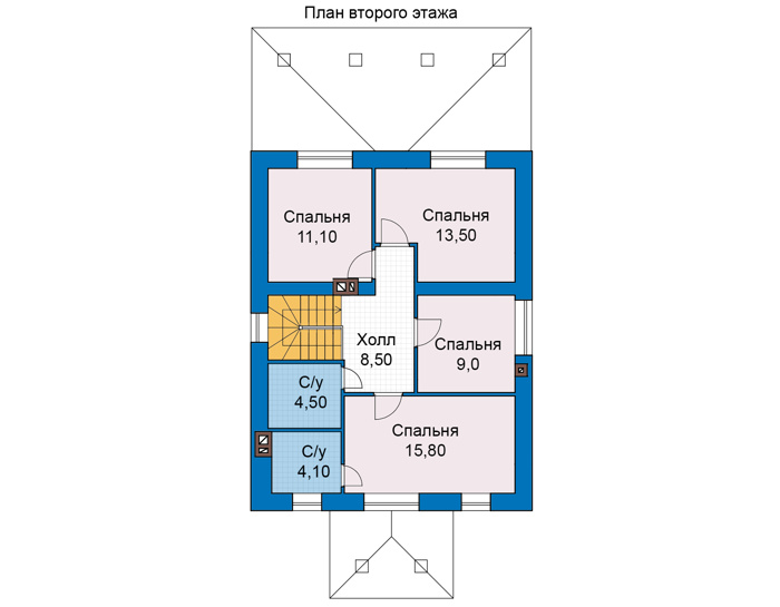 Планировка второго этажа :: Проект дома из кирпича 49-33