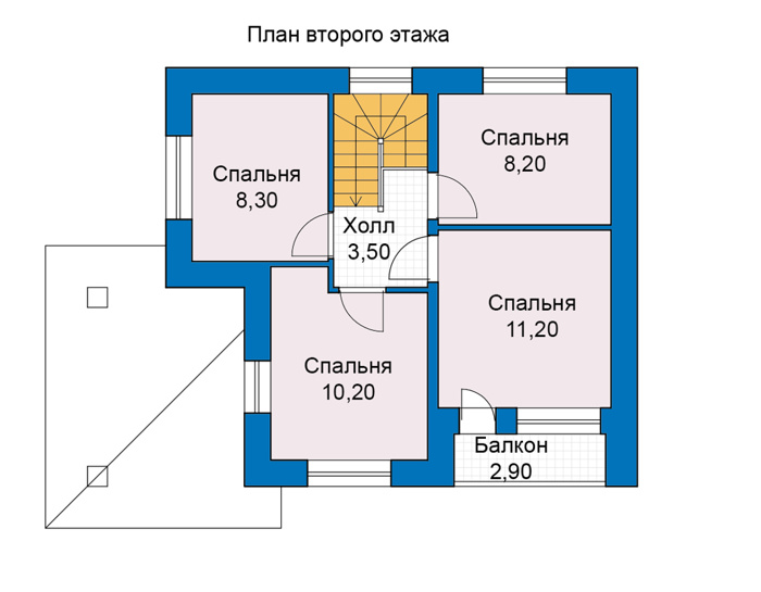 Планировка второго этажа :: Проект дома из кирпича 49-34