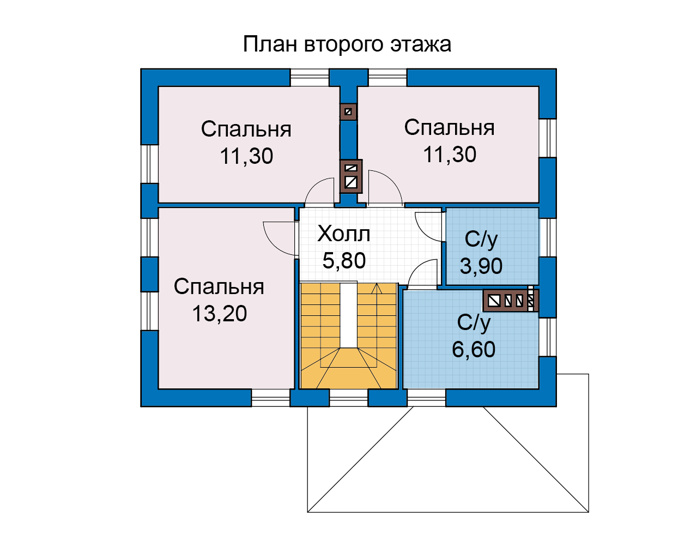 Планировка второго этажа :: Проект дома из кирпича 49-47