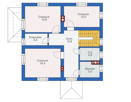 Планировка второго этажа :: Проект дома из кирпича 49-56